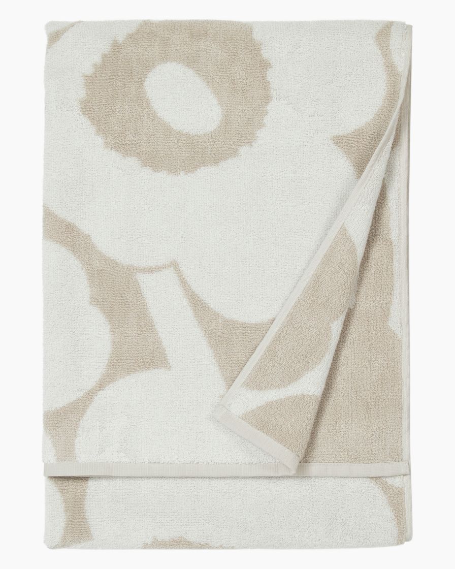 Marimekko Unikko Bath Towel Beige and White