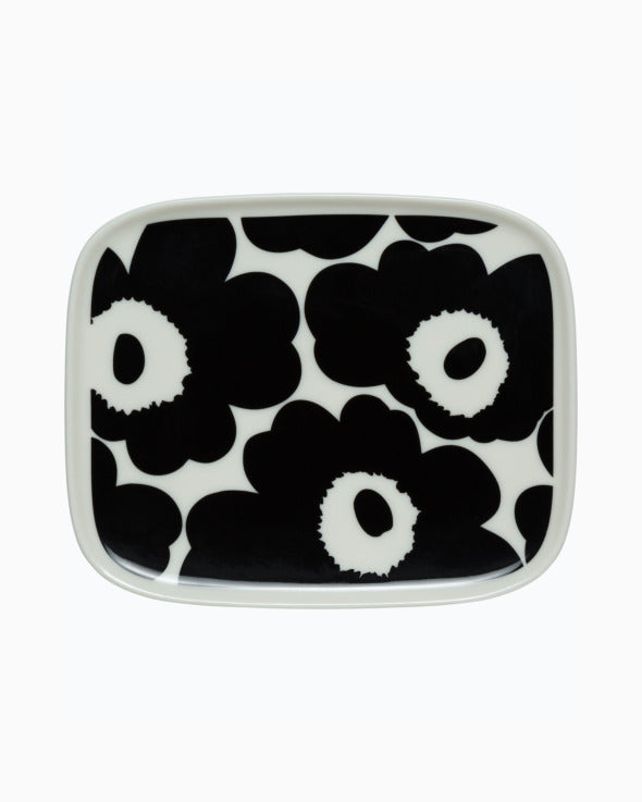 Marimekko Oiva/Unikko Rectangle Plate Black and White