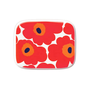 Marimekko Oiva/Unikko Rectangle Plate Red/White,Blue - stilecollettivo